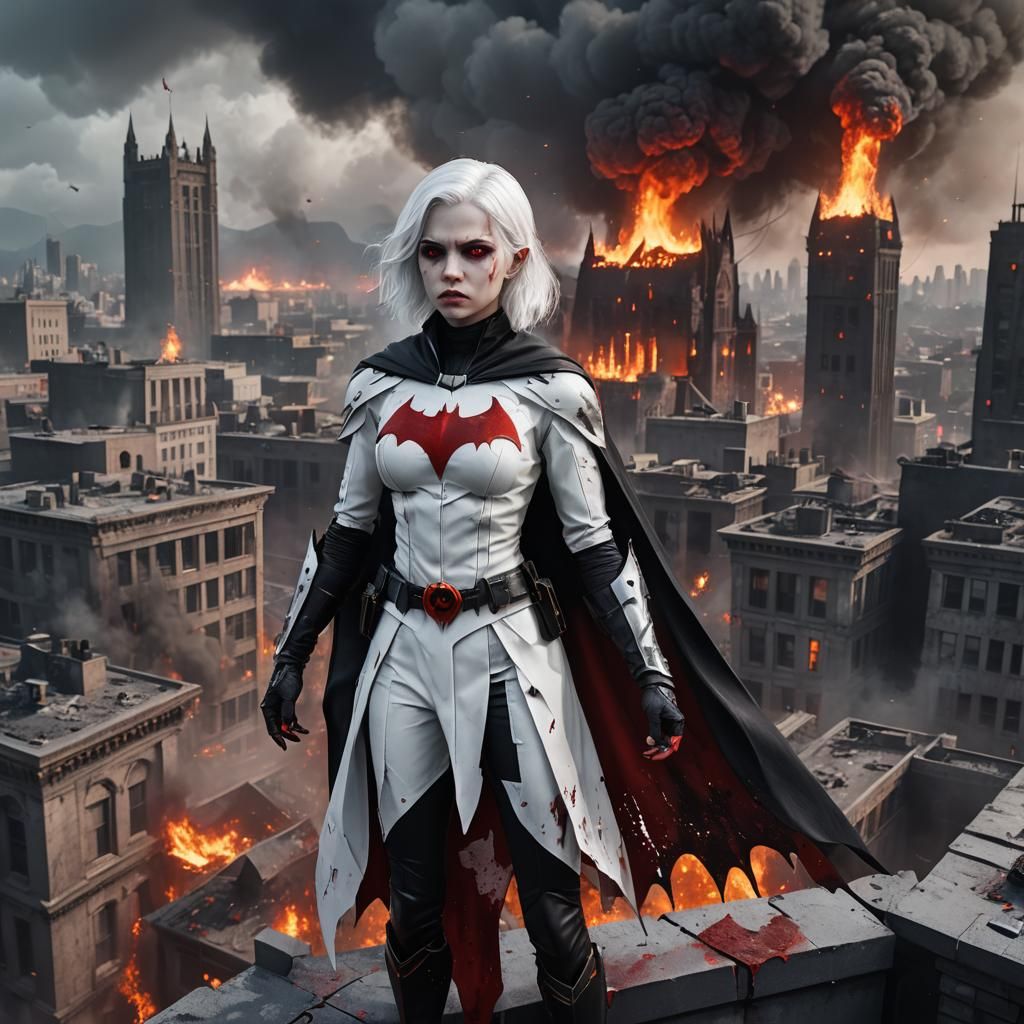 Fiery Vampire Child in Batman Suit