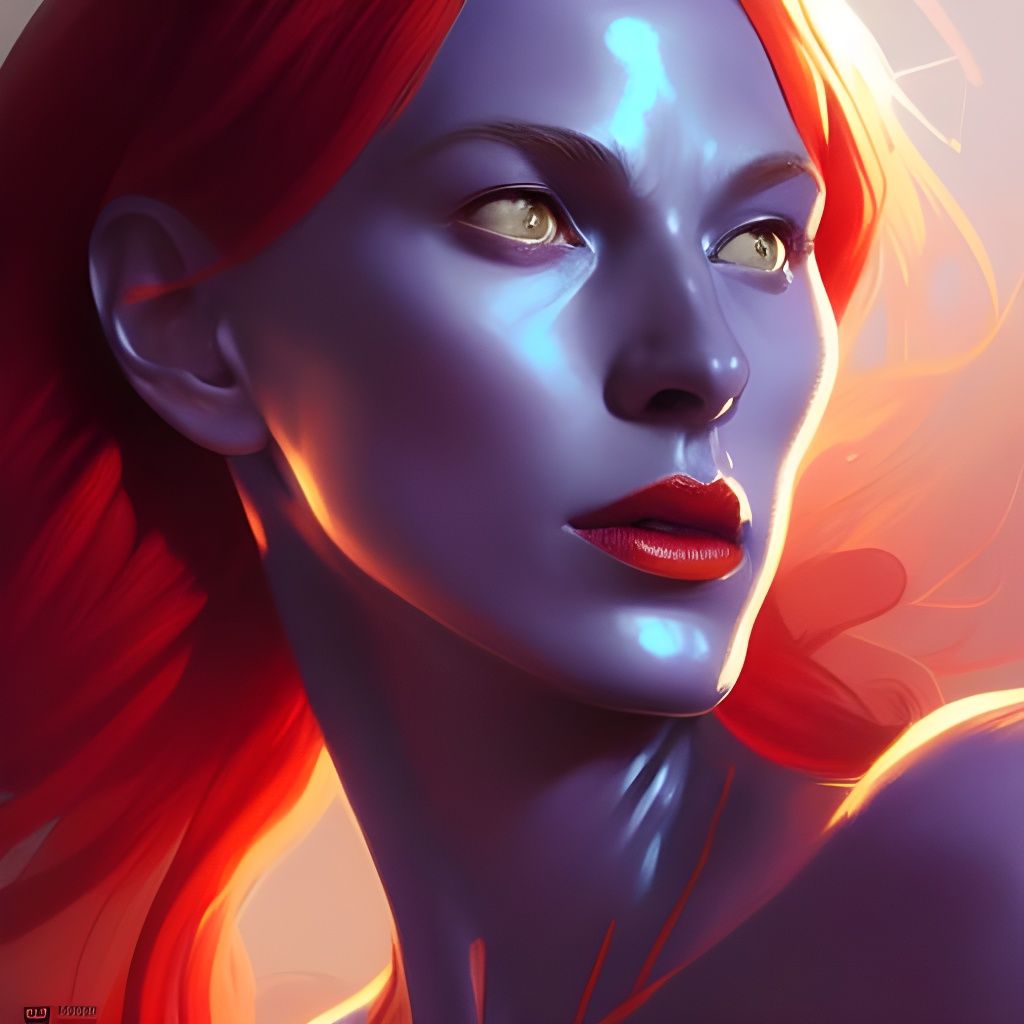 Mystique Portrait in Artgerm and Mucha Style