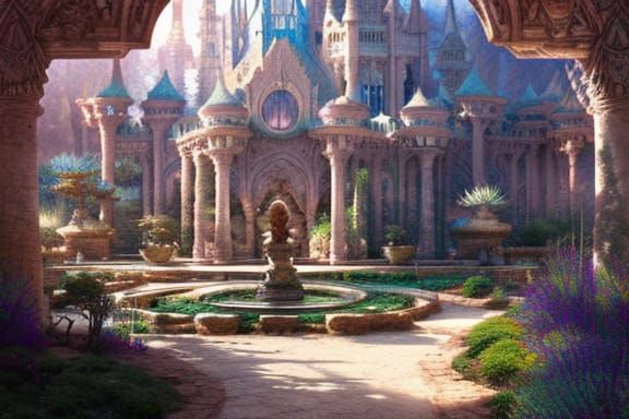 Fantasy Castle Oasis in Desert Garden Style