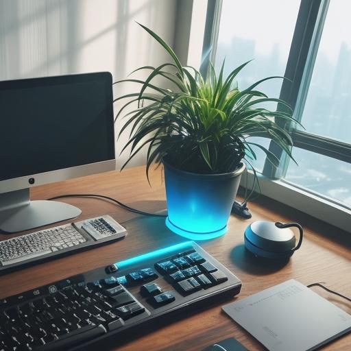 Futuristic Keyboard with Glowing Neon Accents