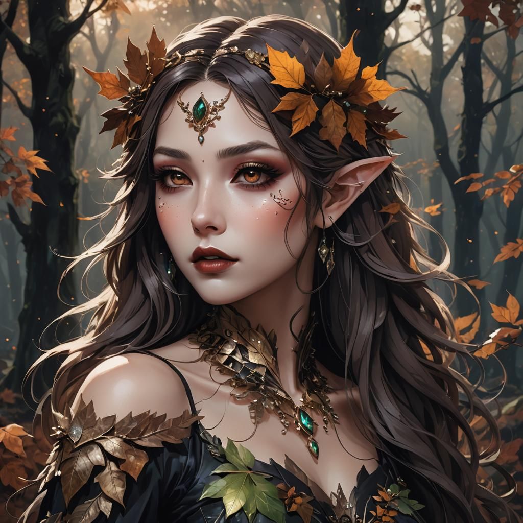 Dark Fantasy Anime Wood Fae Portrait