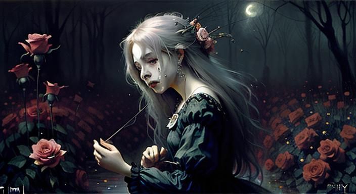 Eerie Fantasy Woman in Haunting Masterpiece