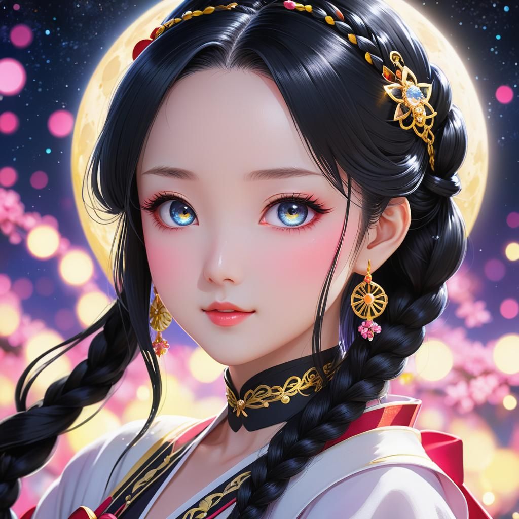 Kaguya Sama Anime Portrait in Moe Kawaii Style