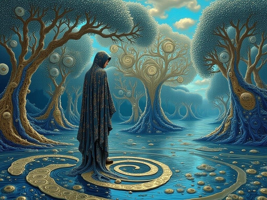 Dreamlike Figure Emerges from Melting Landscape in Vibrant C...