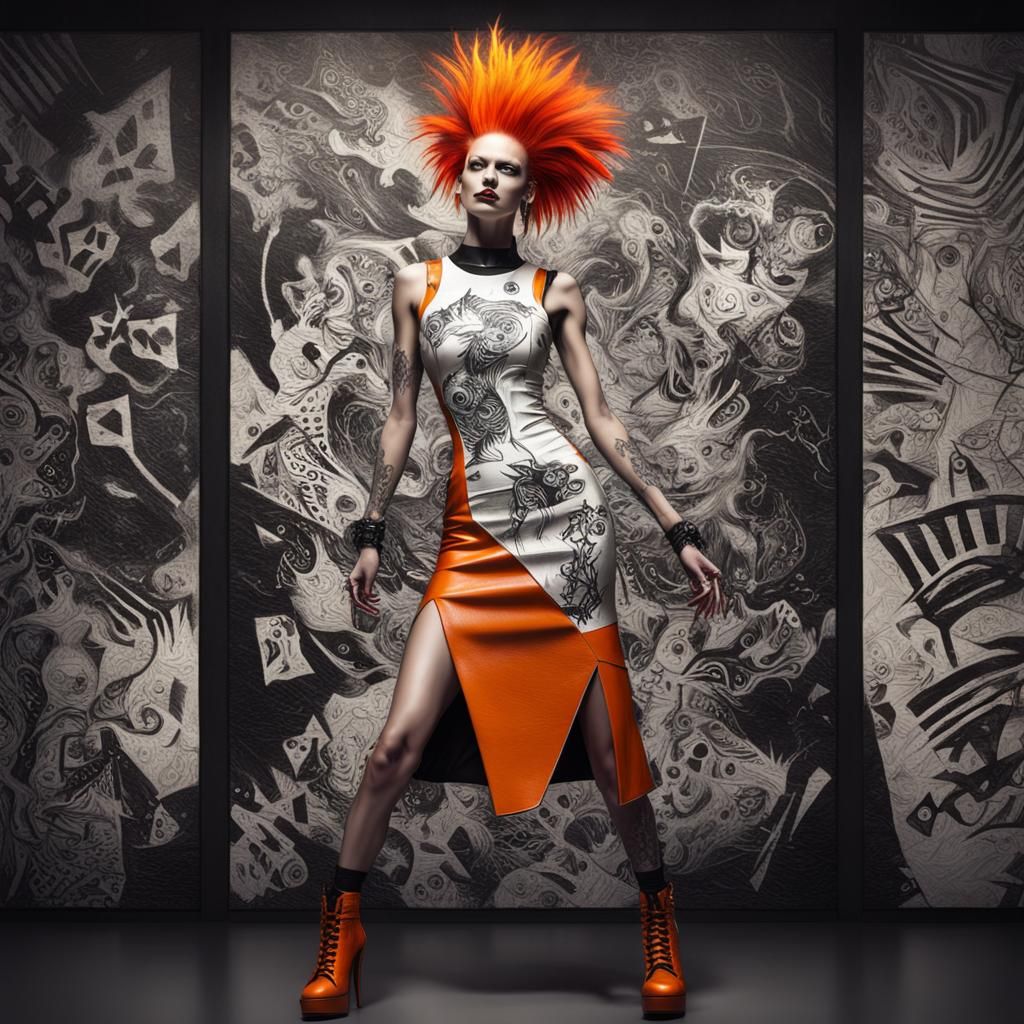 Dancing Punk Woman with Surreal Drawings