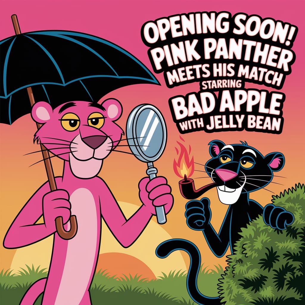 Pink Panther Meets His Match: Whimsical Film Poster