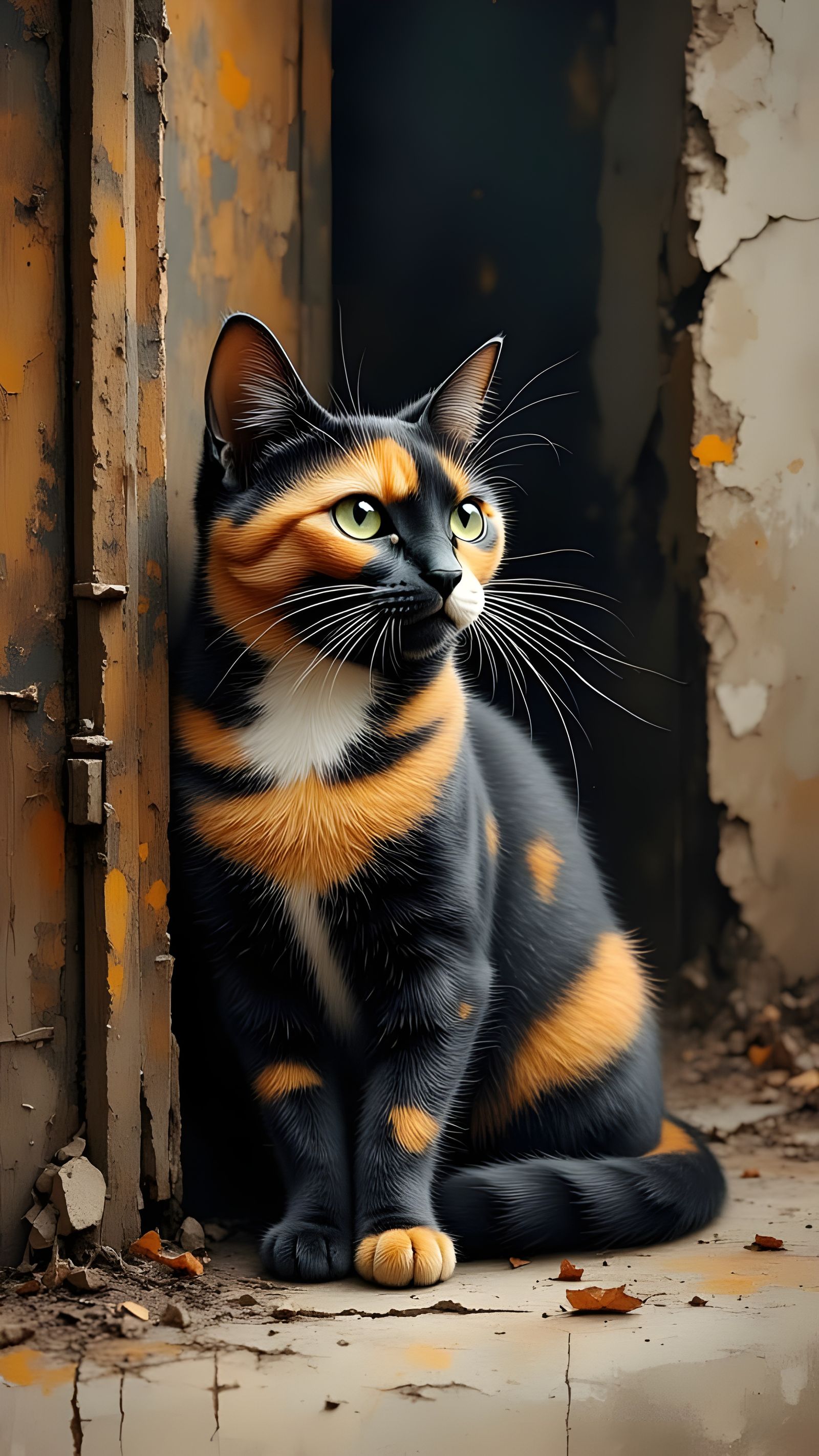 Shy Tortoiseshell Cat Hiding Under Chair