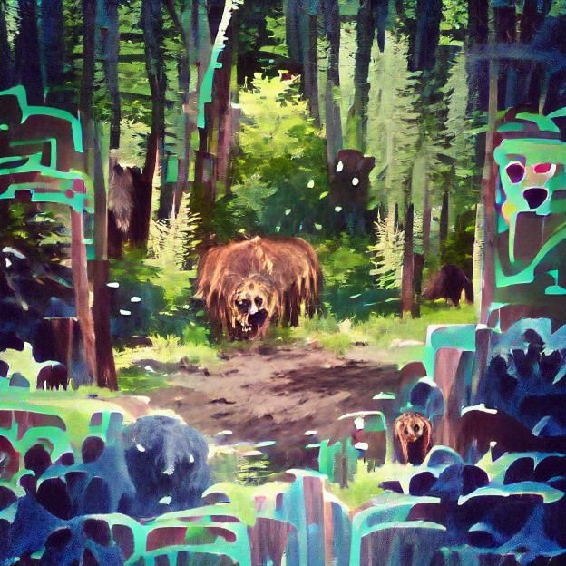Grizzly Bear in Forest Sunlight