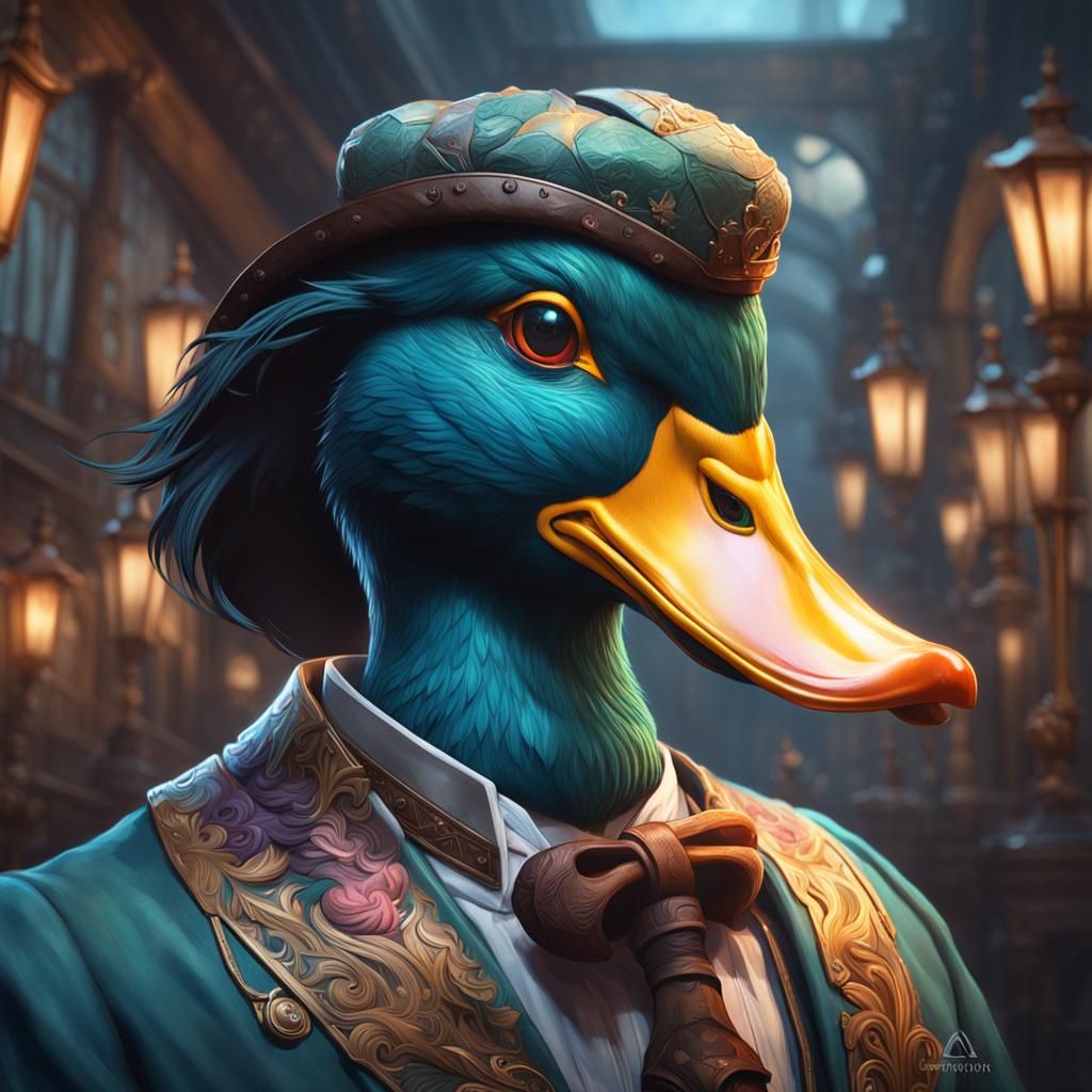 Hyperdetailed Duck Portrait in Volumetric Lighting