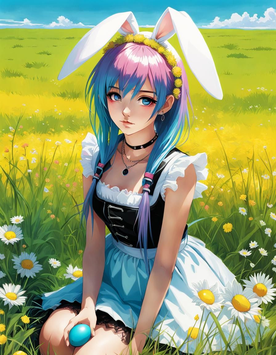 Emo Punk Easter Princess in Anime Style