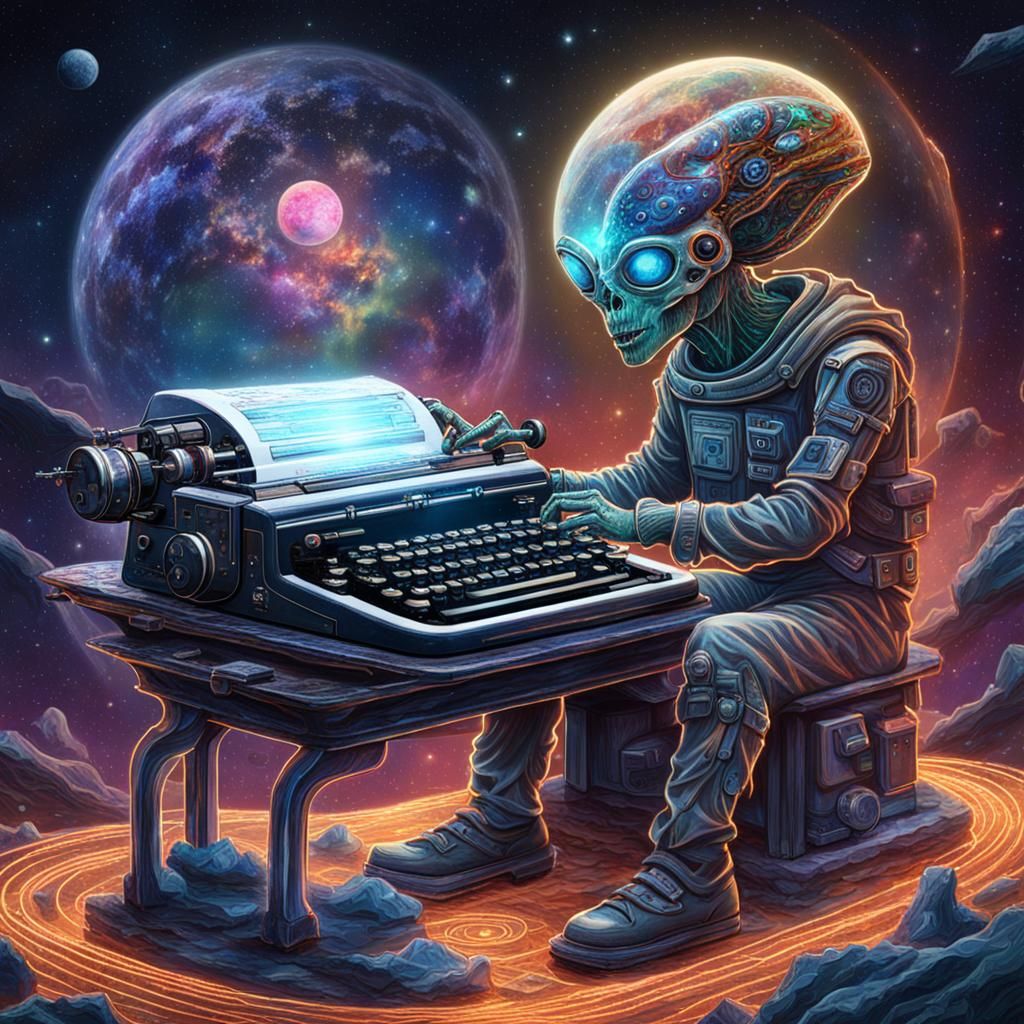 Alien Typist Uses Cosmic Time-Machine Typewriter