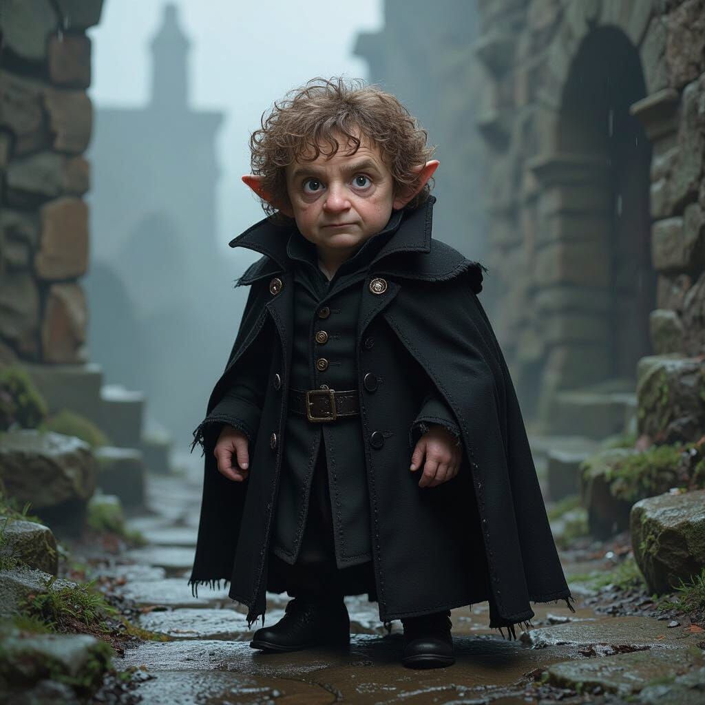 Elderly Hobbit Explores Dark Gothic Ruins