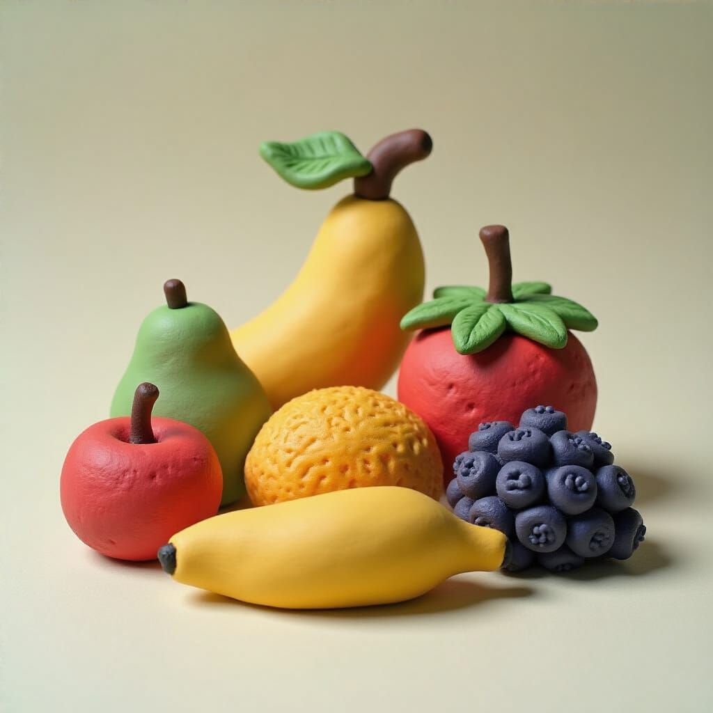 Play Dough Still Life: Detailed Clay Fruit Art