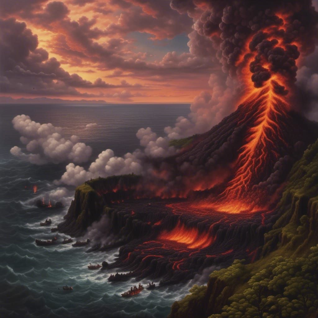 Cliff top volcanic <lora:Lava world:1.0> eruption