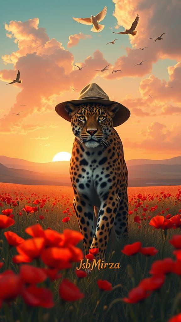 Surreal Safari in Vibrant Poppy Fields