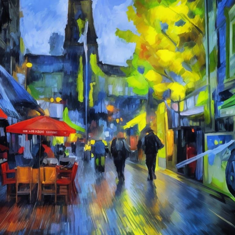 Cat in Coat Galloping, Cezanne and Nolde Style