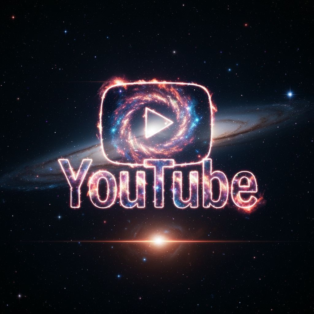 Cosmic YouTube Logo Redesign in Nebula Clouds