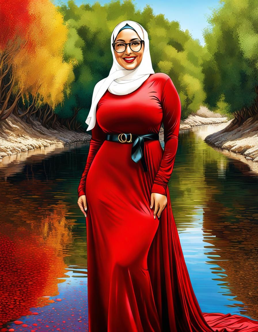 Mosaic Portrait of a Middle Eastern Woman in Pop Art Style