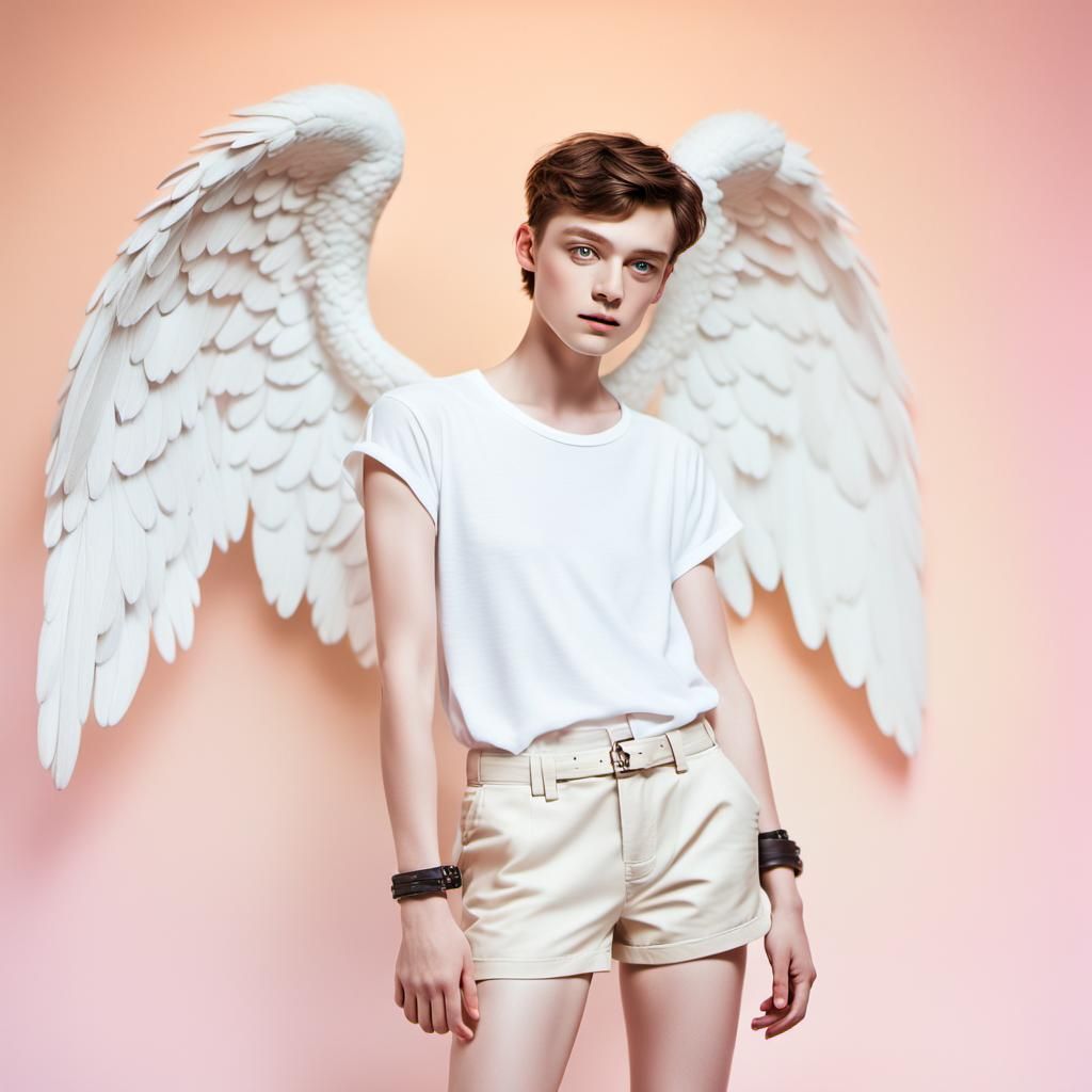 Androgynous Angel Portrait in Hyperrealistic Style