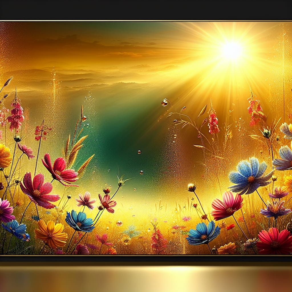 Golden Wildflower Wallpaper in Matte Painting Style