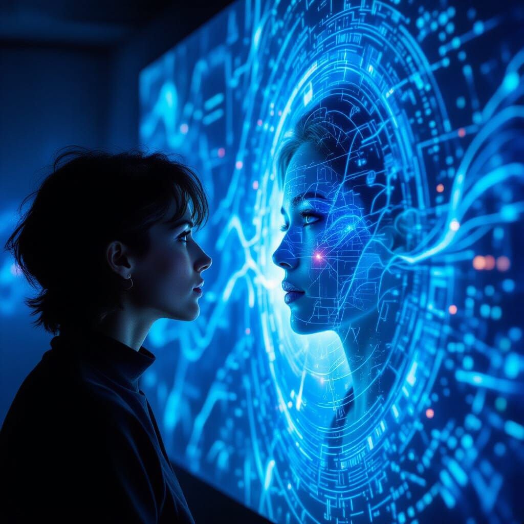 Person Views Holographic Future Projection