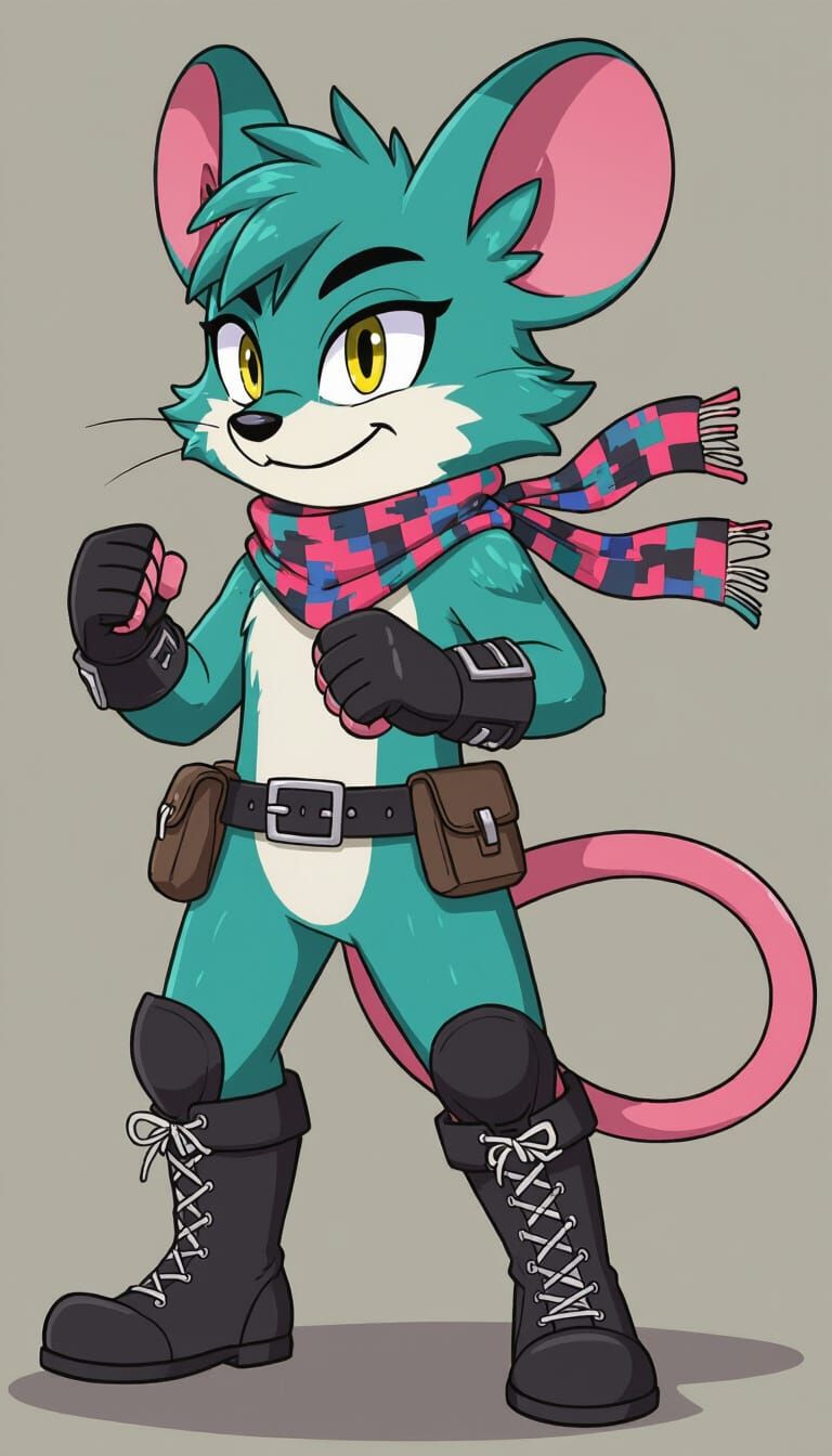 Mouse Mobian Character in Sonic Style with Boots and Gloves