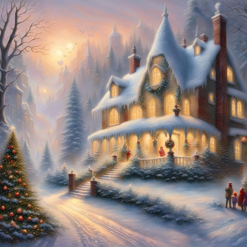 Magical Christmas Family Home in Ethereal Fantasy Style