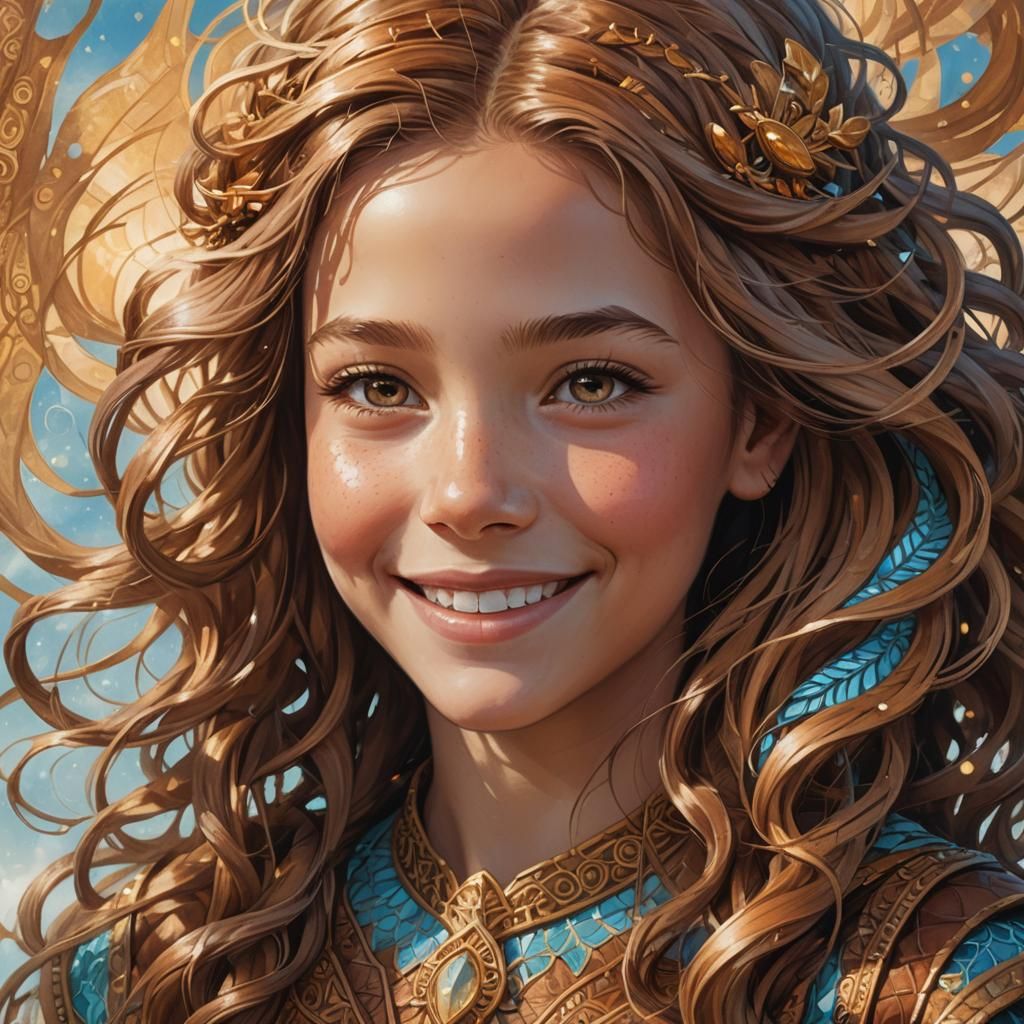 Portrait of a Smiling Girl with Multi-Tonal Hair