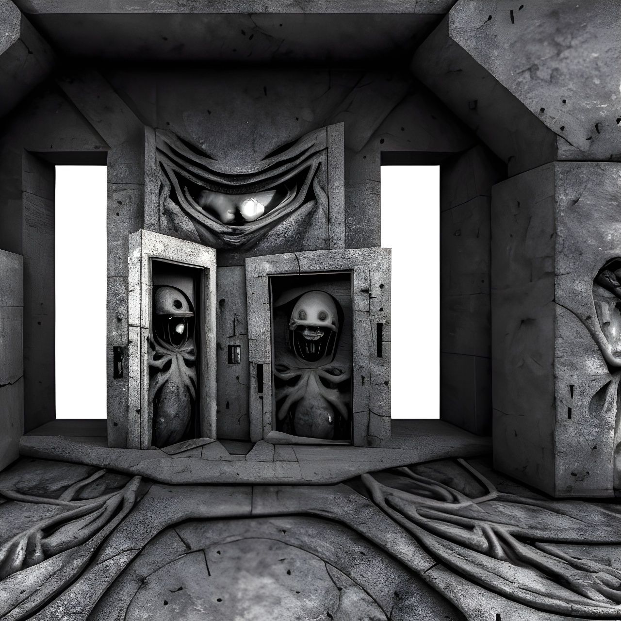 Haunted Alien World Through Stone Portal: Digital Art