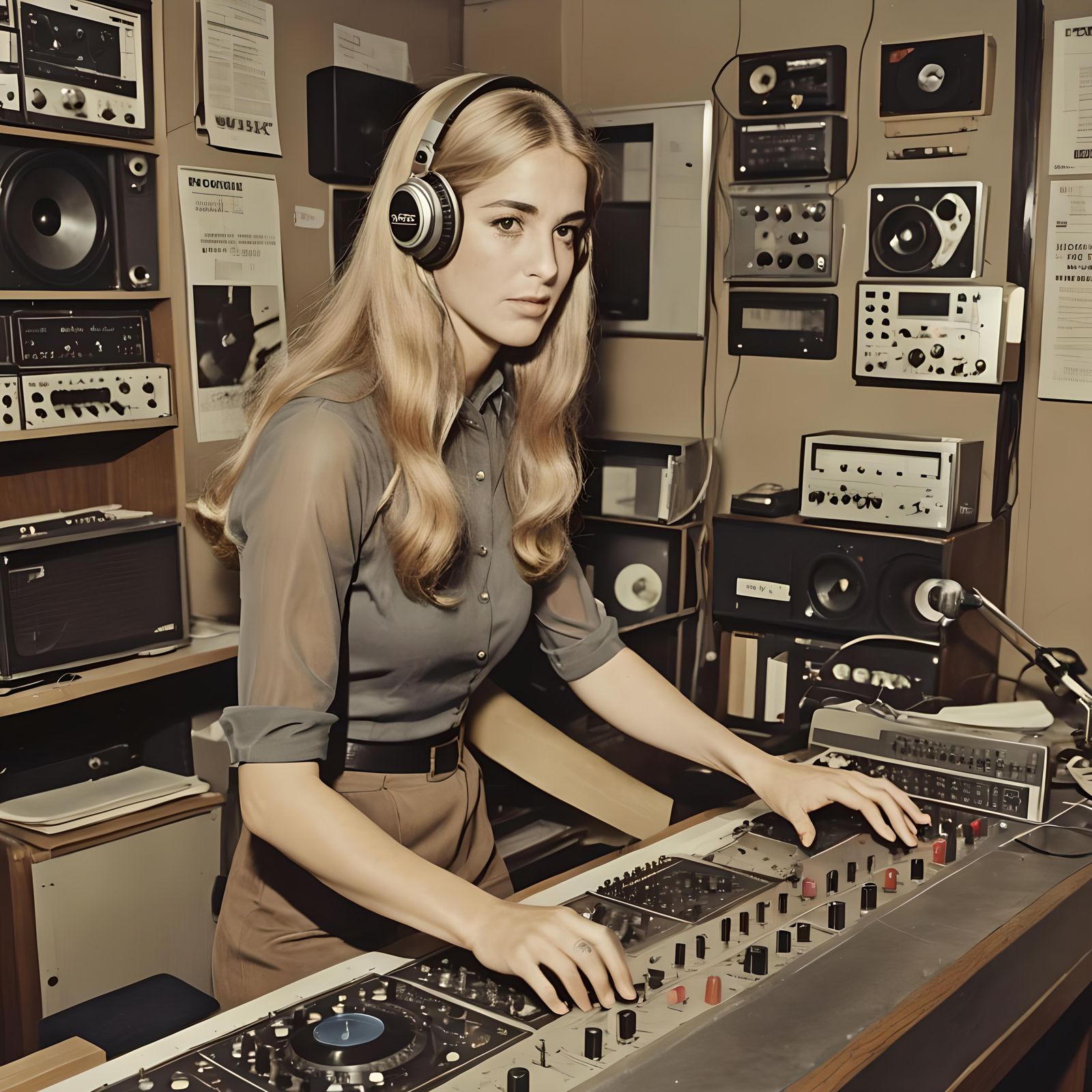 1971 Radio Station: Young Female DJ On-Air
