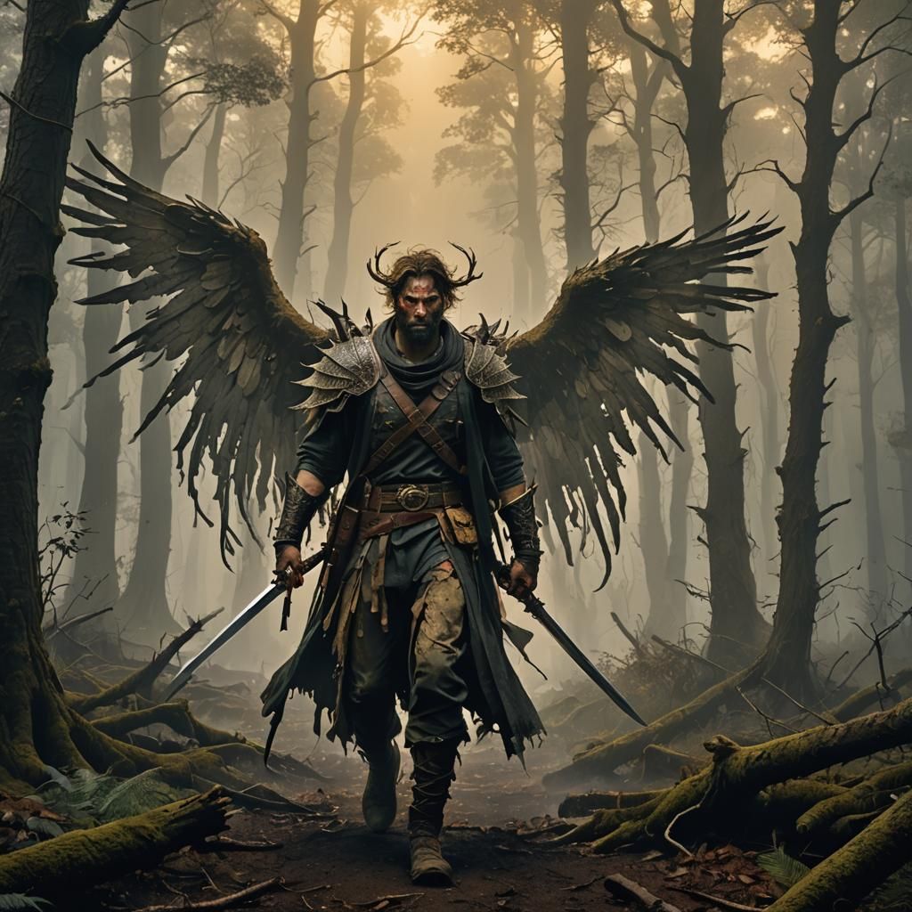 Apocalyptic Survivor Protected by Angels