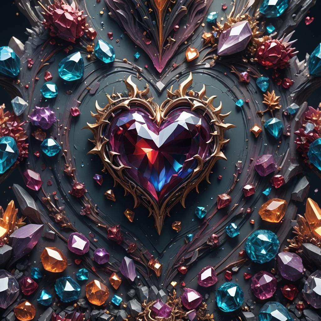 Detailed Crystal Heart Fantasy Concept Art