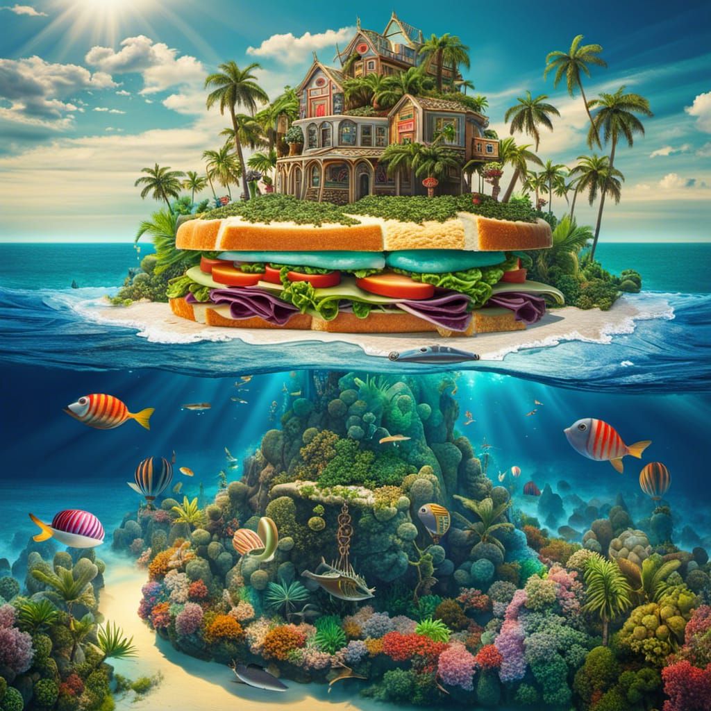 Sandwich Island Fantasy in Abstract Art Style