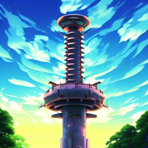 Tower of Power: Hyperrealistic Anime Key Visual