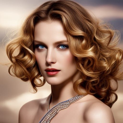 Elegant Portrait of a Woman with Golden Curls
