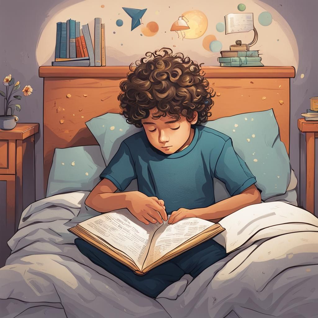Boy Reading in Bed: A Moment of Solitude