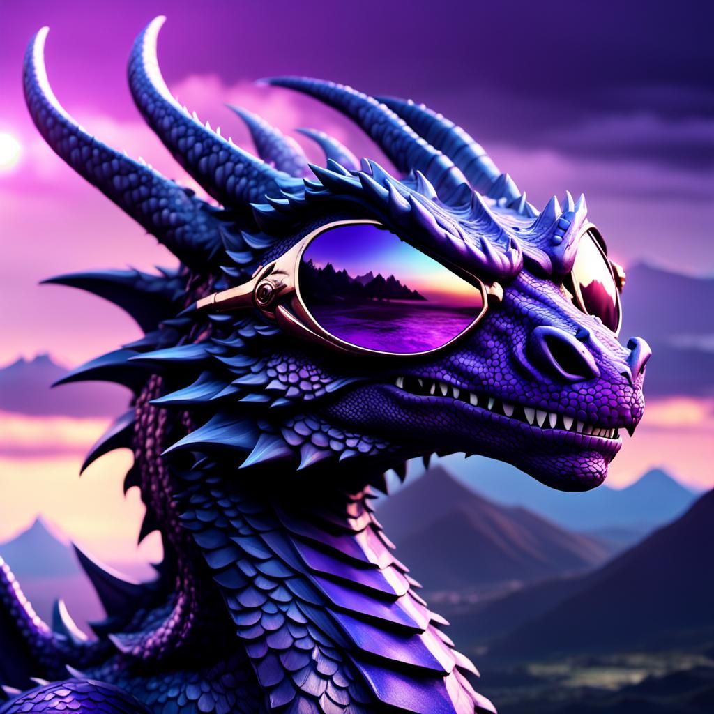 Shiny Dragon with Sunglasses in Anime Style