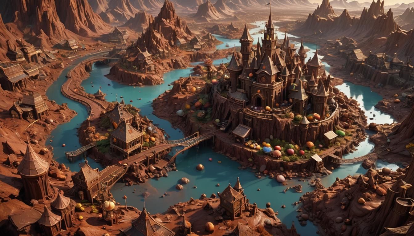 Edible Chocolate Worlds: A Digital Art Masterpiece