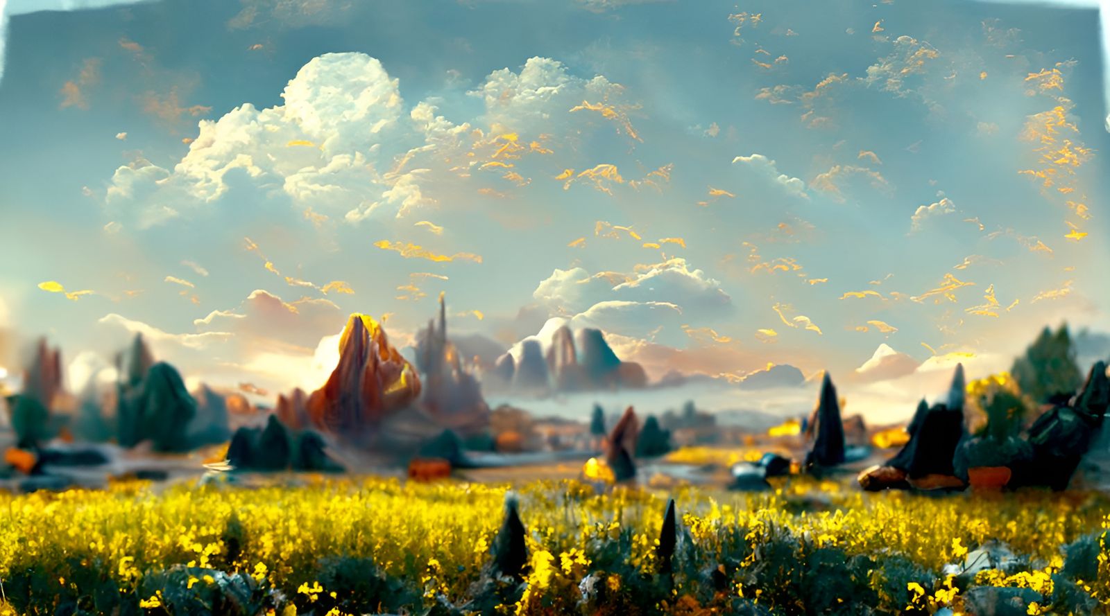 Cheesy Cheddar Landscape as Hyperrealist Painting