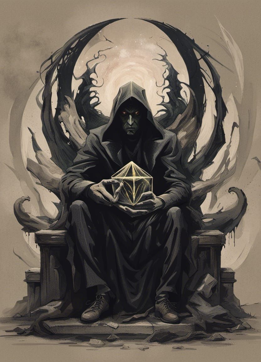 Lucifer Enthroned with Saturn Cube in Gothic Art