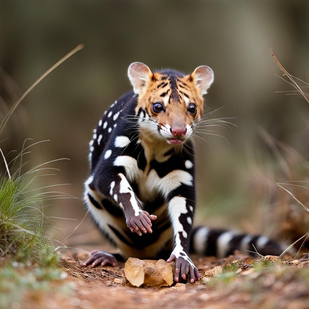 Tiger Quoll Stretching