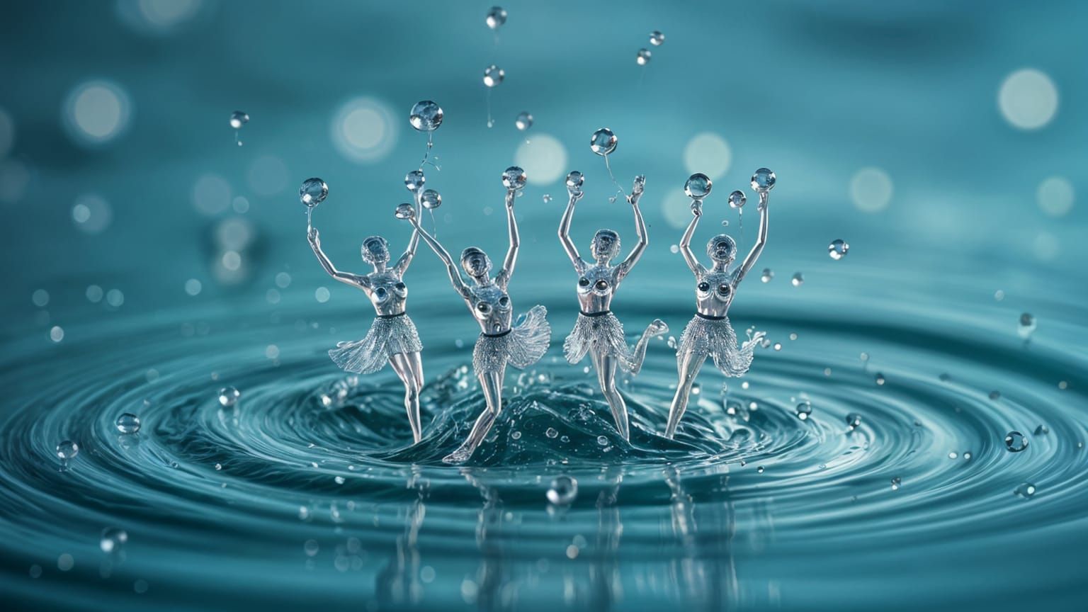 Vibrant Water Ballet in Ocean Dewdrops