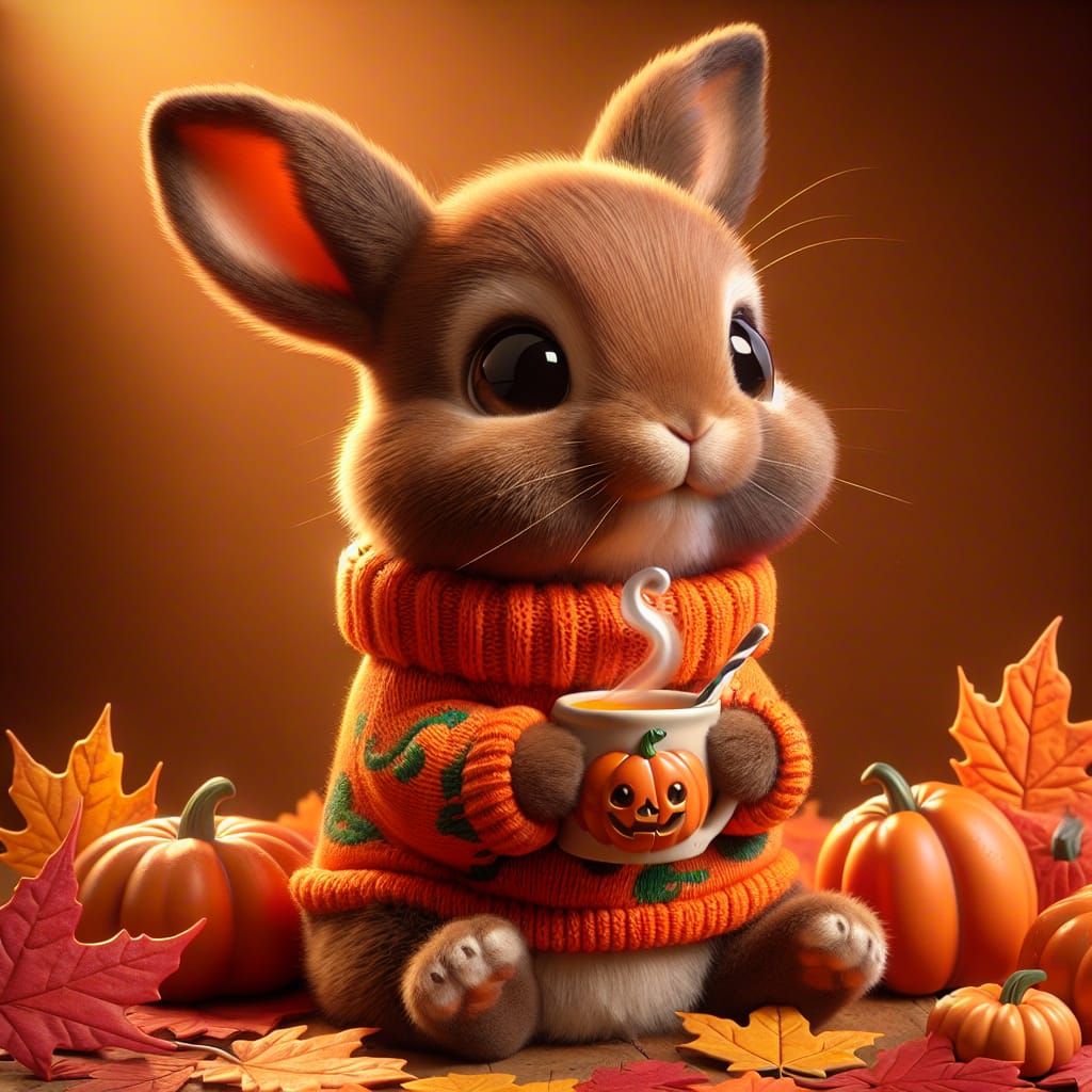 Bunny's Cozy Autumn: A Disney-Pixar Style Scene