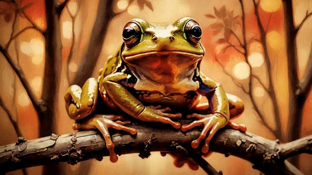 Impressionistic Tree Frog in Vintage Sepia