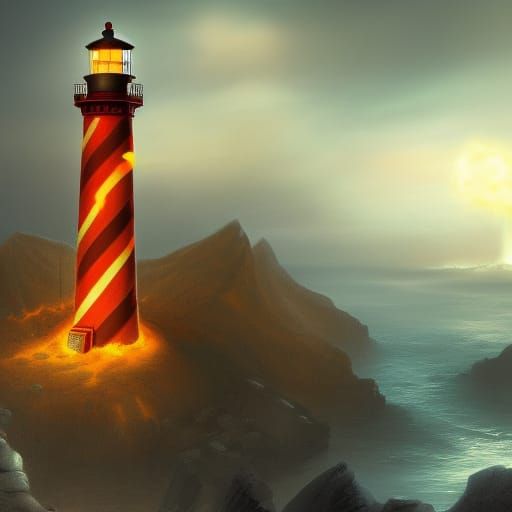 Fiery Lighthouse Fantasy Concept Art
