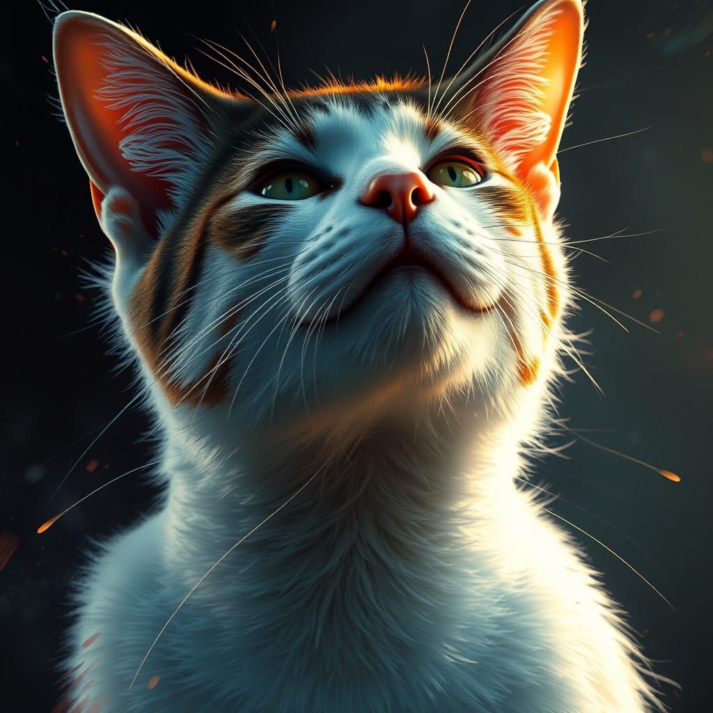 Celestial Feline Goddess in Vibrant Triadic Colors