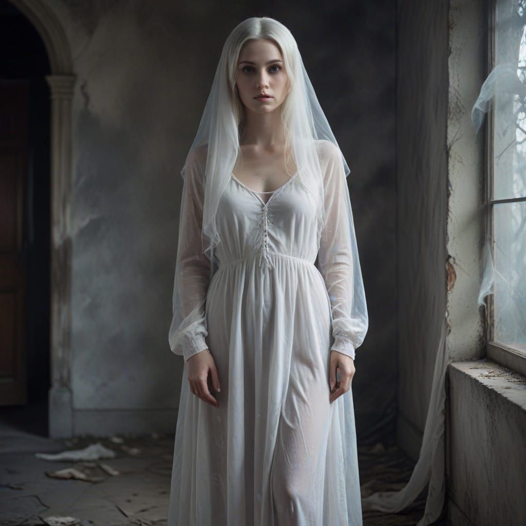 Ethereal White Lady Ghost Appears