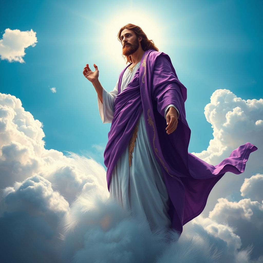 Resplendent Figure Ascends to Heaven in Fantasy Art