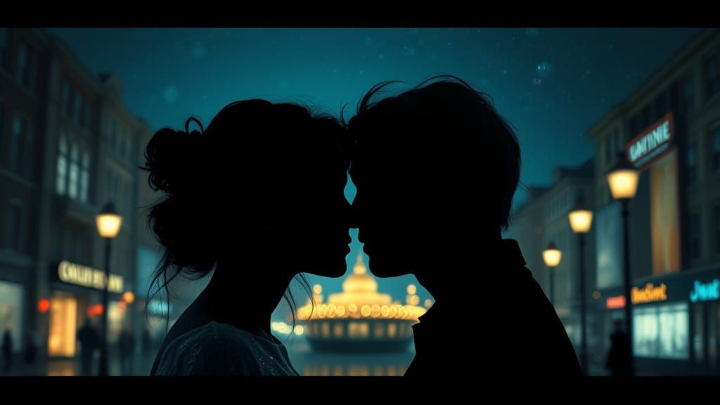 Glowing City Silhouette Portraits in Daylight and Moonlight