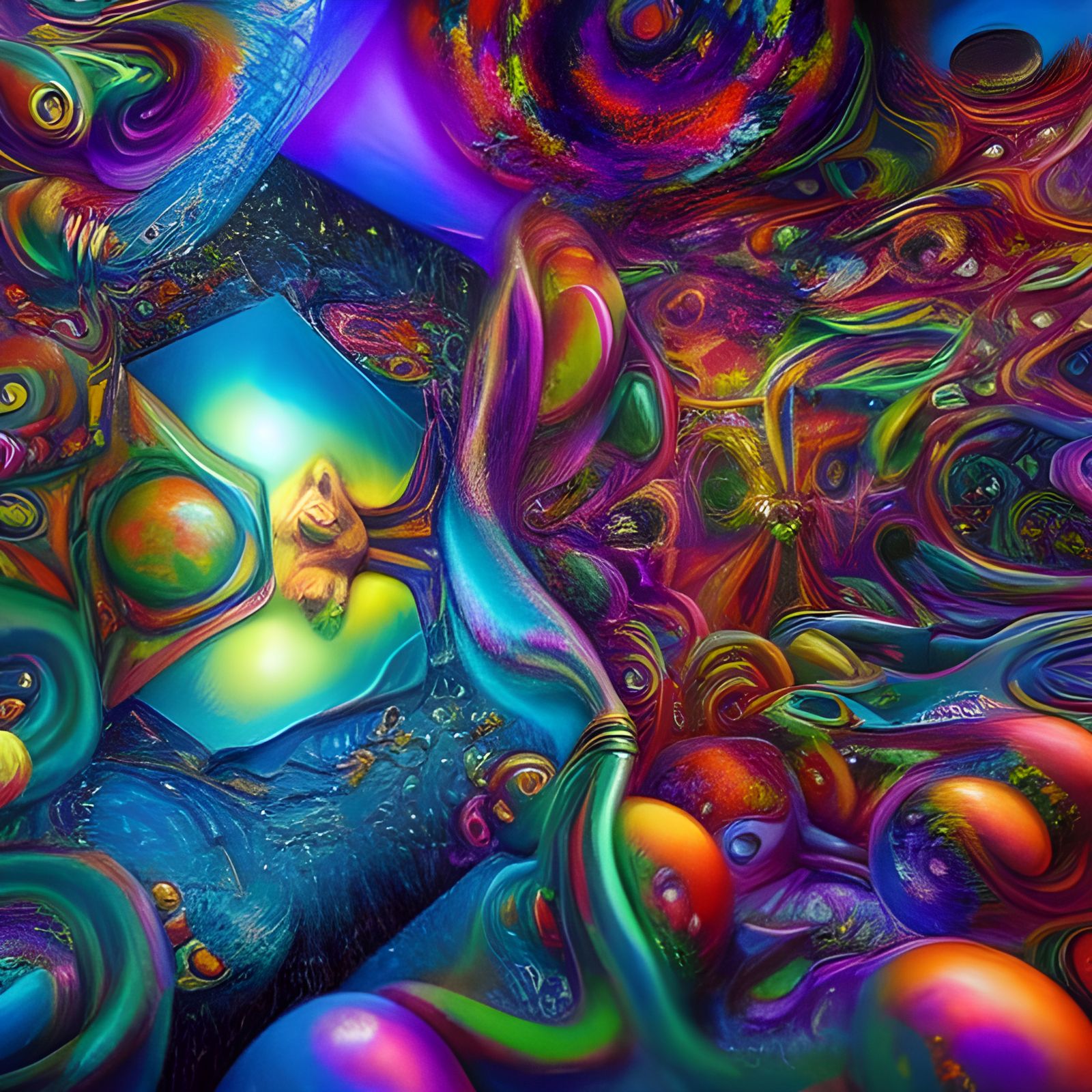 Vivid Cosmic DMT Trip Illustration in Mixed Media